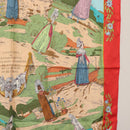 HERMES Carre 90 Scarf ""COSTUMES DES DEPARTEMENTS "" Silk Red Auth 161792-7