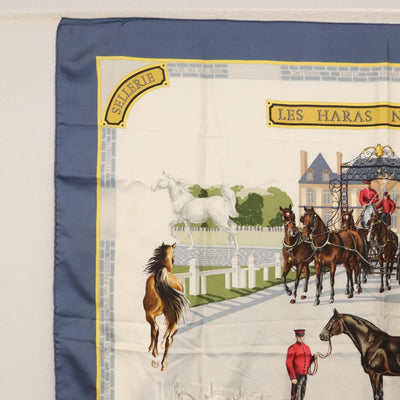 HERMES Carre 90 Scarf ""LES HARAS NATIONAUX "" Silk Blue Auth 161793 - 0