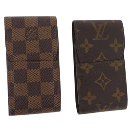 LOUIS VUITTON Monogram Damier Ebene Etui Cigarette Case 2 Set LV Auth 161795