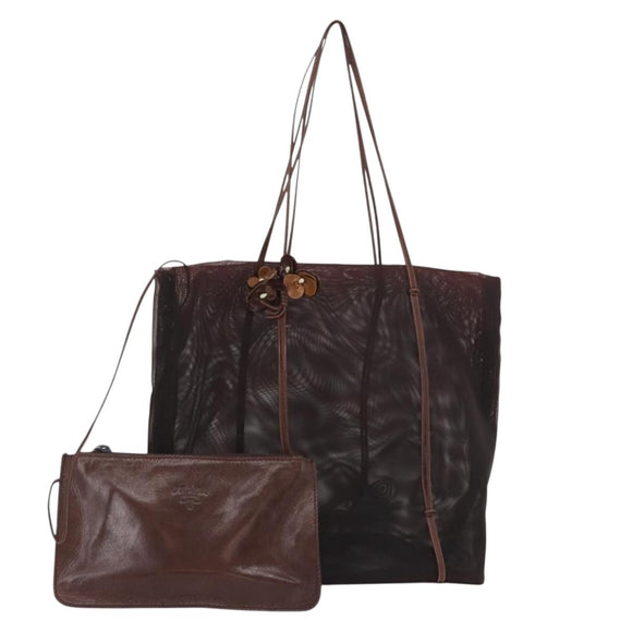 PRADA Mesh Tote Bag Nylon Brown Auth 161798