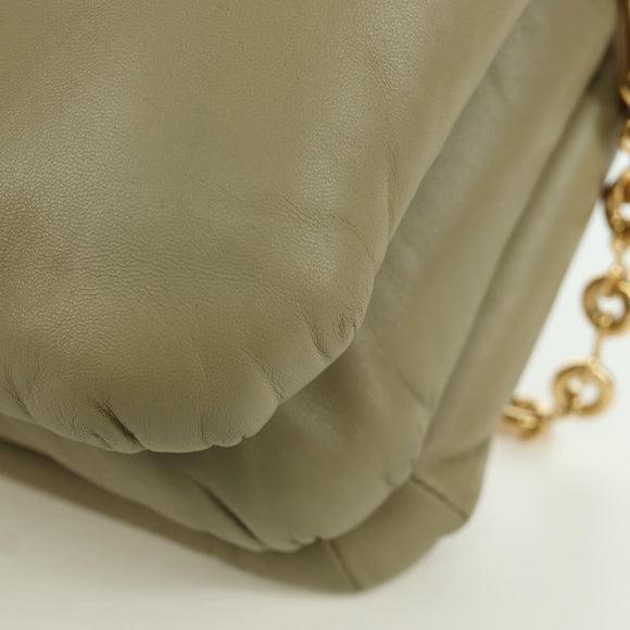 LOEWE Puffer Goya Bag Shoulder Bag Leather Green Gold Auth 161799SAM