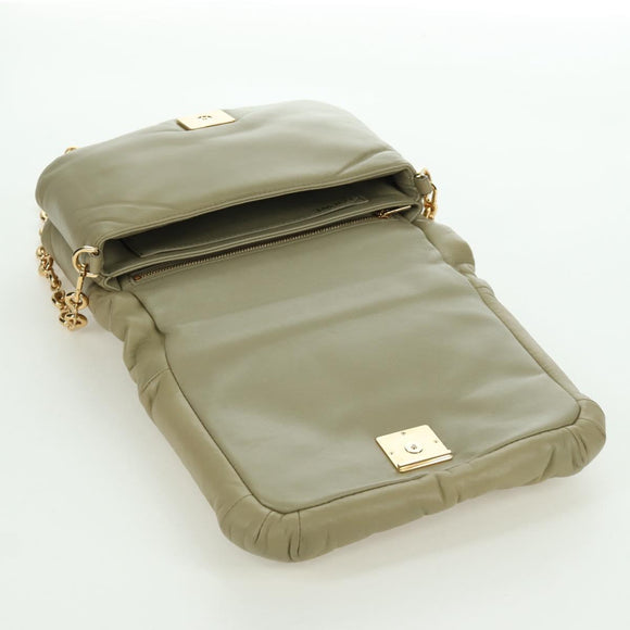 LOEWE Puffer Goya Bag Shoulder Bag Leather Green Gold Auth 161799SAM