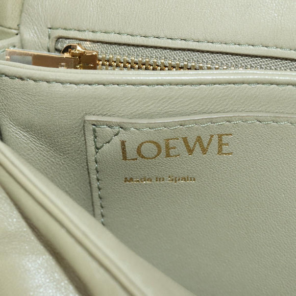 LOEWE Puffer Goya Bag Shoulder Bag Leather Green Gold Auth 161799SAM