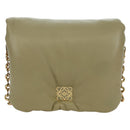 LOEWE Puffer Goya Bag Shoulder Bag Leather Green Gold Auth 161799SAM-13