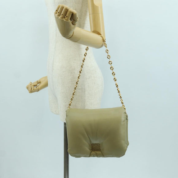 LOEWE Puffer Goya Bag Shoulder Bag Leather Green Gold Auth 161799SAM