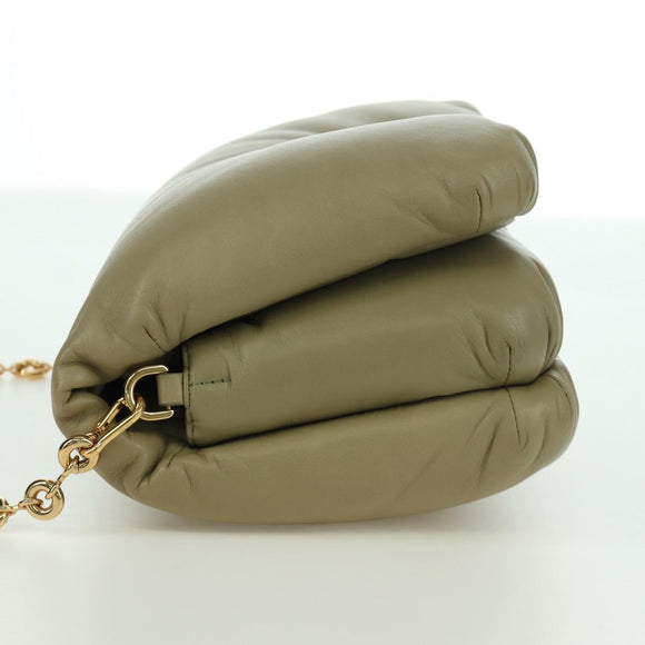 LOEWE Puffer Goya Bag Shoulder Bag Leather Green Gold Auth 161799SAM