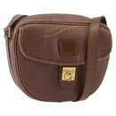 CELINE Shoulder Bag Leather Brown Gold Auth 162021-1