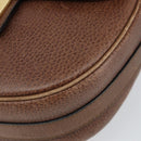 CELINE Shoulder Bag Leather Brown Gold Auth 162021-9