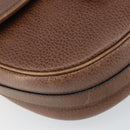 CELINE Shoulder Bag Leather Brown Gold Auth 162021-14