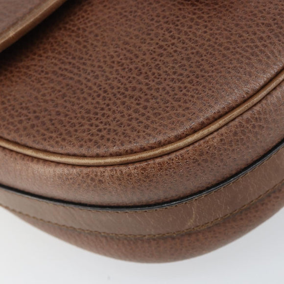 CELINE Shoulder Bag Leather Brown Gold Auth 162021