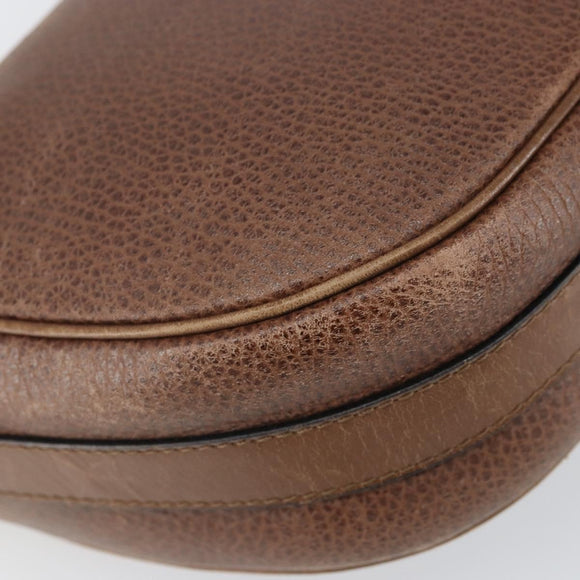 CELINE Shoulder Bag Leather Brown Gold Auth 162021