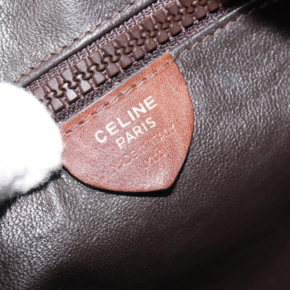 CELINE Shoulder Bag Leather Brown Gold Auth 162021