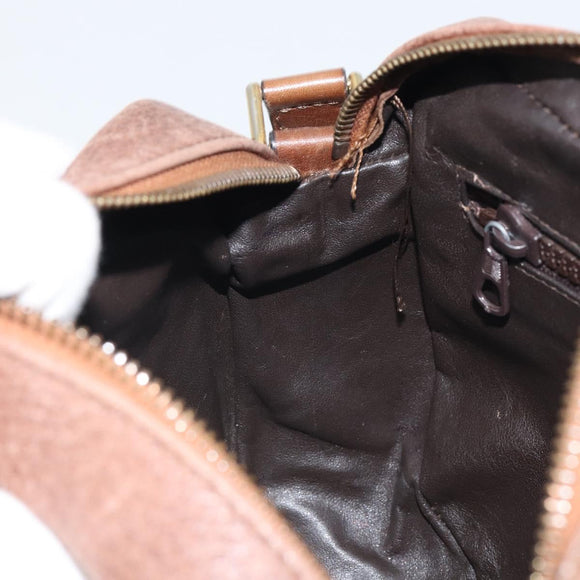 CELINE Shoulder Bag Leather Brown Gold Auth 162021
