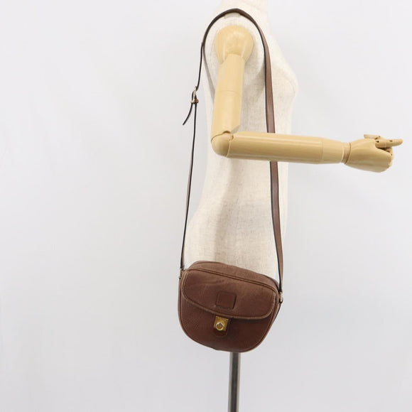 CELINE Shoulder Bag Leather Brown Gold Auth 162021