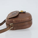 CELINE Shoulder Bag Leather Brown Gold Auth 162021-4