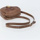 CELINE Shoulder Bag Leather Brown Gold Auth 162021-7