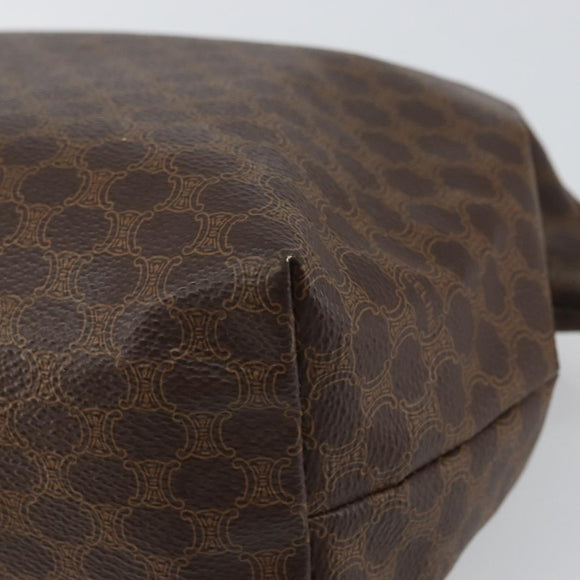 CELINE Macadam Canvas Clutch Bag PVC Leather Brown Gold Auth 162022