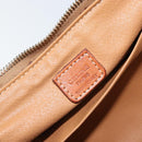 CELINE Macadam Canvas Clutch Bag PVC Leather Brown Gold Auth 162022-14