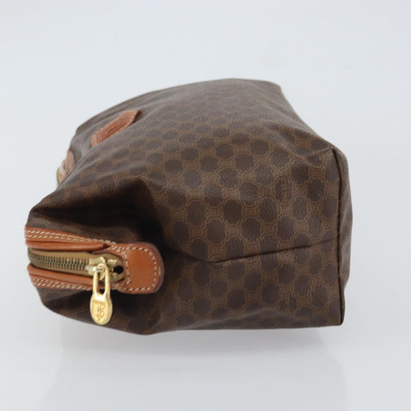 CELINE Macadam Canvas Clutch Bag PVC Leather Brown Gold Auth 162022