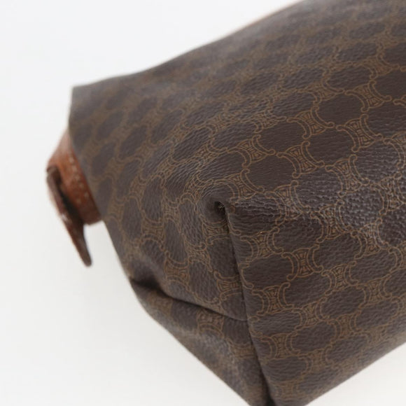 CELINE Macadam Canvas Clutch Bag PVC Leather Brown Gold Auth 162023