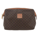 CELINE Macadam Canvas Clutch Bag PVC Leather Brown Gold Auth 162023-13