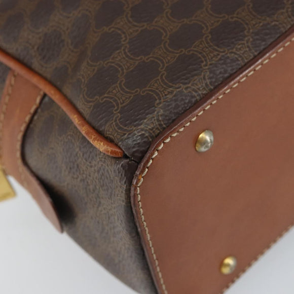 CELINE Macadam Canvas Hand Bag PVC Leather Brown Gold Auth 162026