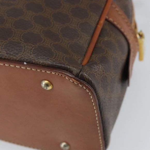 CELINE Macadam Canvas Hand Bag PVC Leather Brown Gold Auth 162026