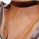 CELINE Macadam Canvas Hand Bag PVC Leather Brown Gold Auth 162026-17
