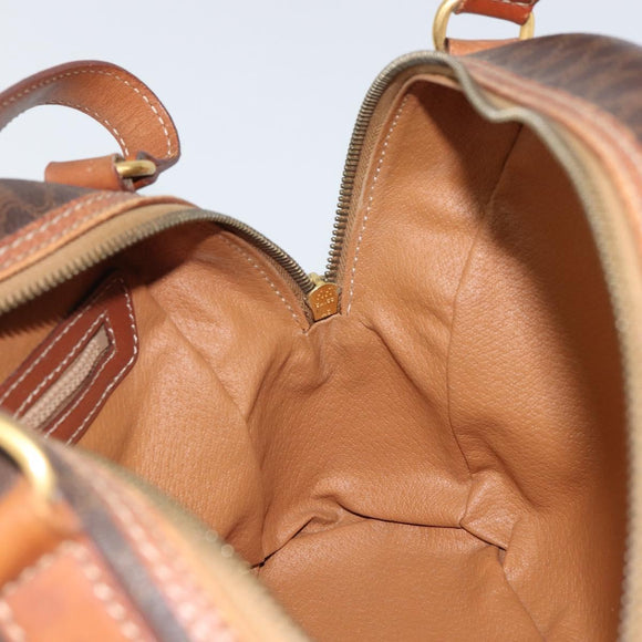 CELINE Macadam Canvas Hand Bag PVC Leather Brown Gold Auth 162026