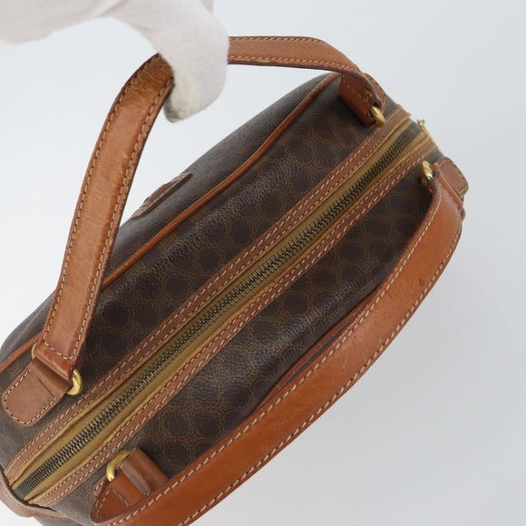 CELINE Macadam Canvas Hand Bag PVC Leather Brown Gold Auth 162026
