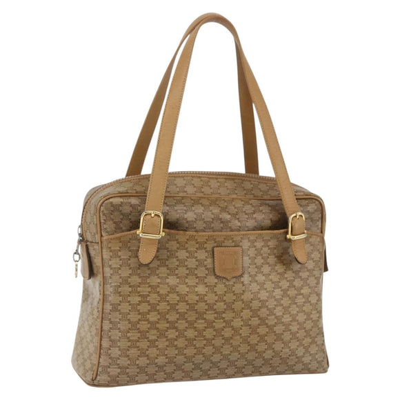 CELINE Macadam Canvas Hand Bag PVC Beige Gold Auth 162030