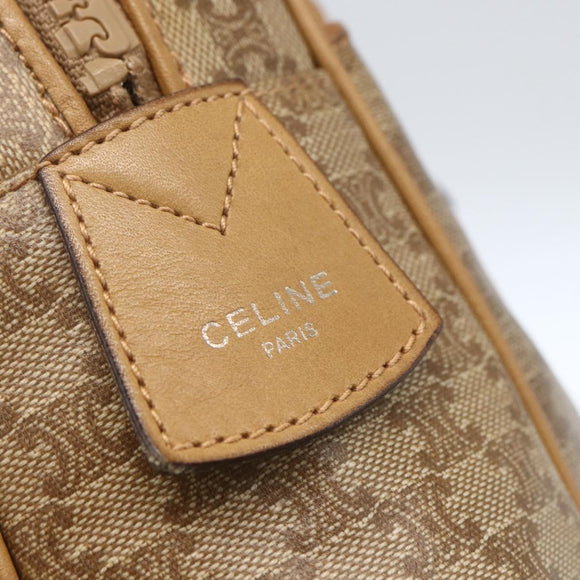 CELINE Macadam Canvas Hand Bag PVC Beige Gold Auth 162030