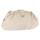 CELINE Shoulder Bag Leather White Gold Auth 162034-1