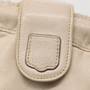 CELINE Shoulder Bag Leather White Gold Auth 162034-14