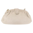 CELINE Shoulder Bag Leather White Gold Auth 162034-2