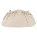 CELINE Shoulder Bag Leather White Gold Auth 162034-3