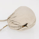 CELINE Shoulder Bag Leather White Gold Auth 162034-5
