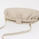 CELINE Shoulder Bag Leather White Gold Auth 162034-6