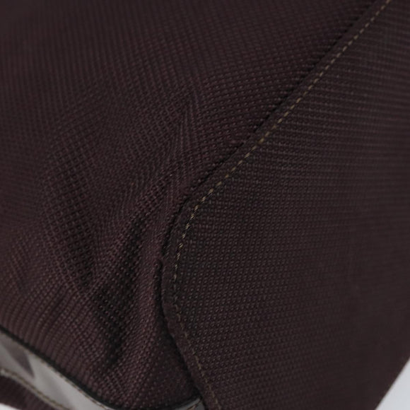 CELINE Tote Bag Canvas patent leather Brown Silver Auth 162037
