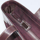 CELINE Tote Bag Canvas patent leather Brown Silver Auth 162037-10