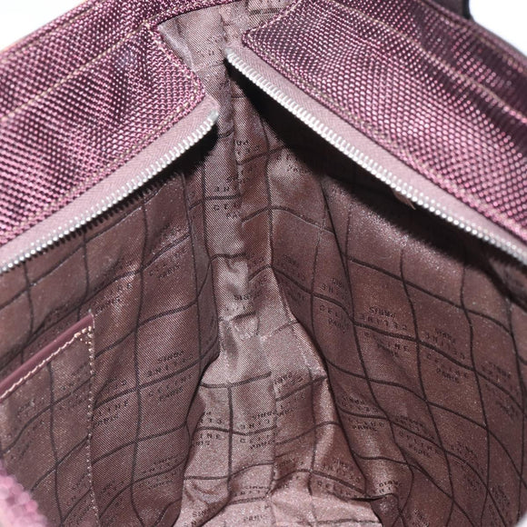 CELINE Tote Bag Canvas patent leather Brown Silver Auth 162037