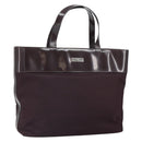 CELINE Tote Bag Canvas patent leather Brown Silver Auth 162037-1