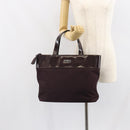 CELINE Tote Bag Canvas patent leather Brown Silver Auth 162037-24