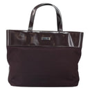 CELINE Tote Bag Canvas patent leather Brown Silver Auth 162037-13