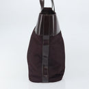 CELINE Tote Bag Canvas patent leather Brown Silver Auth 162037-3