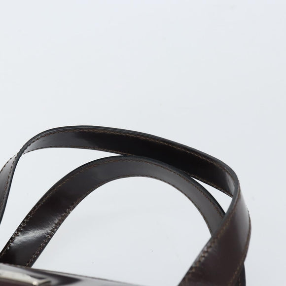 CELINE Tote Bag Canvas patent leather Brown Silver Auth 162037