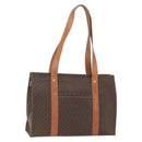CELINE Macadam Canvas Tote Bag PVC Leather Brown Gold Auth 162038-1