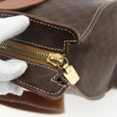 CELINE Macadam Canvas Tote Bag PVC Leather Brown Gold Auth 162038-14