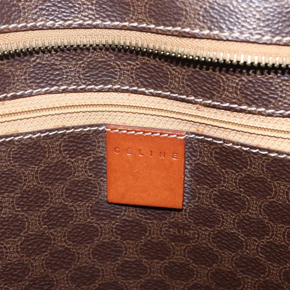 CELINE Macadam Canvas Tote Bag PVC Leather Brown Gold Auth 162038
