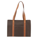 CELINE Macadam Canvas Tote Bag PVC Leather Brown Gold Auth 162038-2